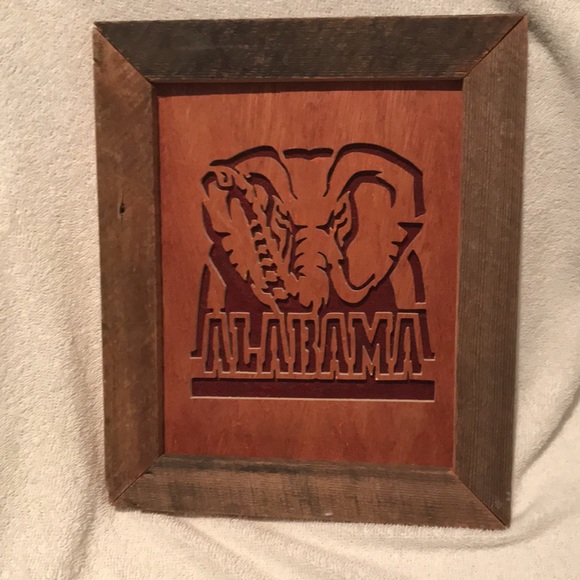 University Alabama Laser Cut Wood Framed Picture Crimson Tide Elephant Decor - Picture 1 of 10